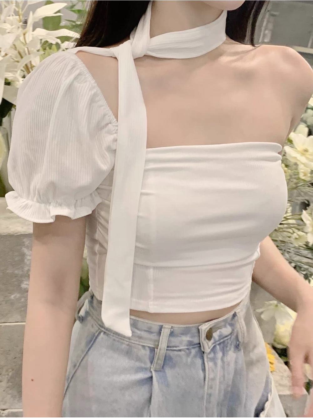 Nana Jacqueline Asymmetrical One Shoulder Top | Size S | Ivory